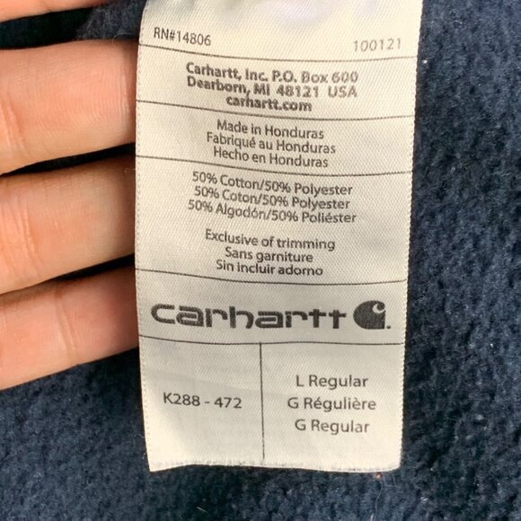 Carhartt Hoodie Mens Large Blue Original‎ Fit Fleece Sweatshirt Work Wear - Picture 11 of 14